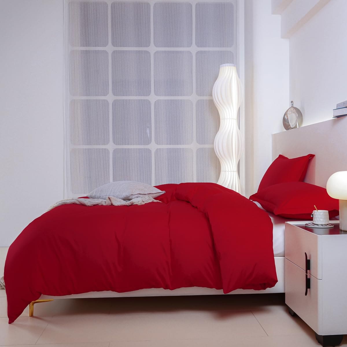 TIANRUIKA Funda de Edredón Rojo para 1 Individual con - Imagen 4