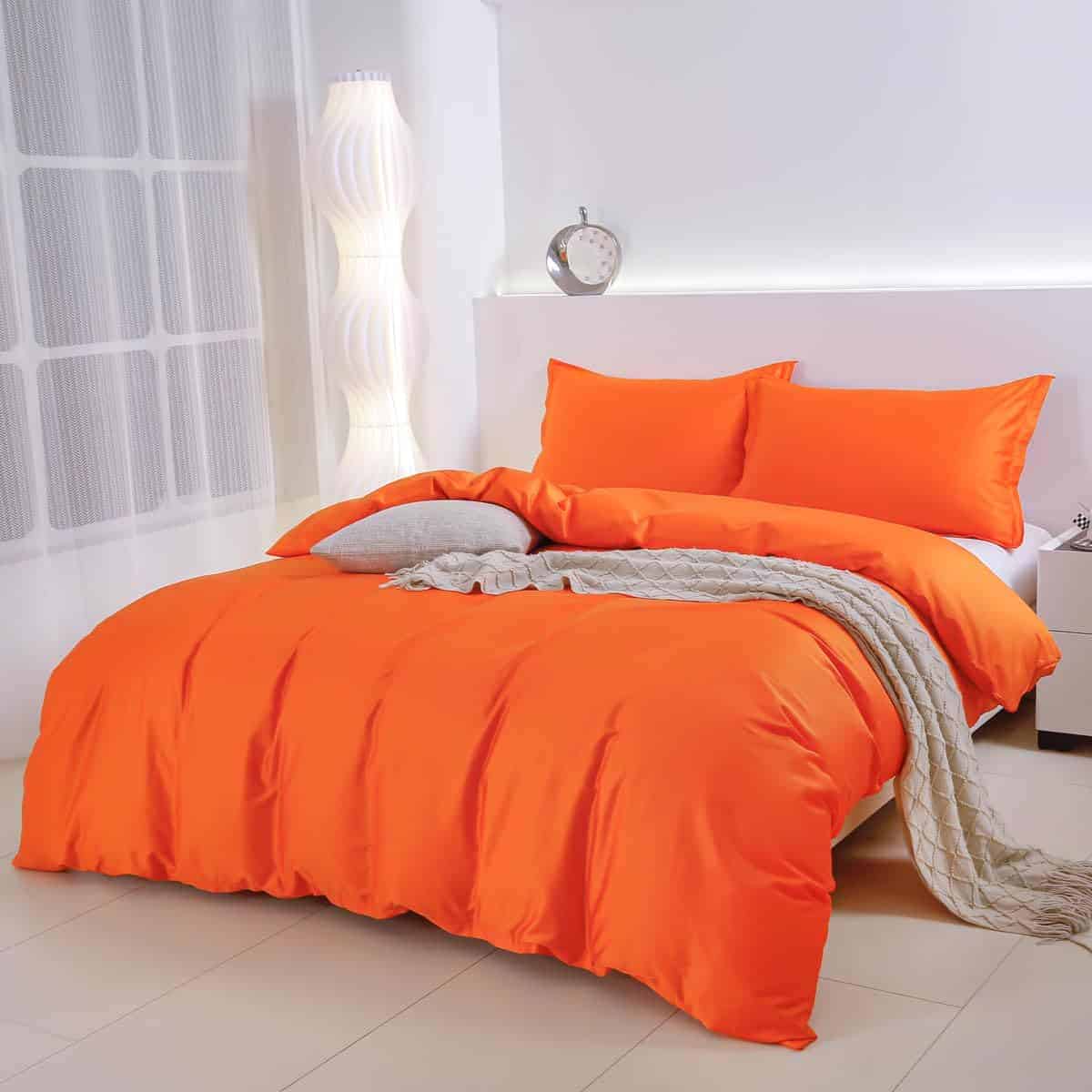 TIANRUIKA Funda de Edredón Naranja, Cierre con Cremallera, - Imagen 3