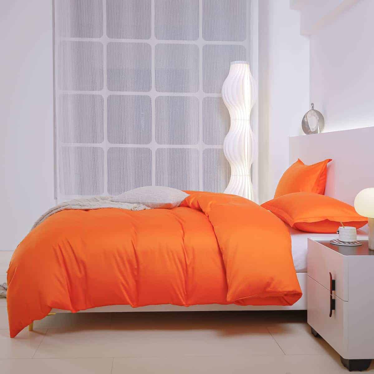 TIANRUIKA Funda de Edredón Naranja, Cierre con Cremallera, - Imagen 4
