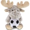 DolliBu Peluche de Alce Sentado con Pelota de Fútbol -