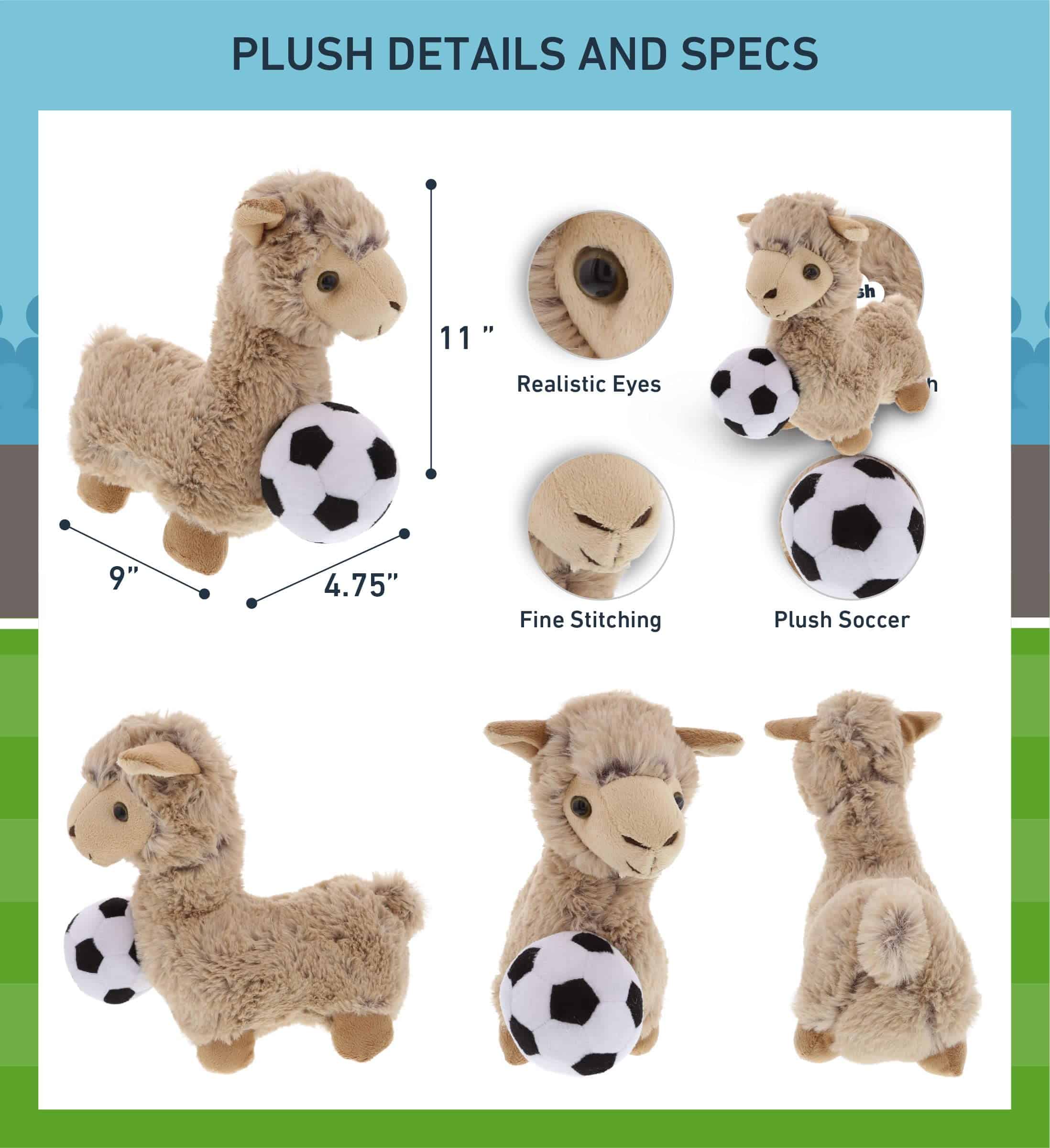 Peluche de Llama Beige DolliBu con Balón de Fútbol - Llama - Imagen 3