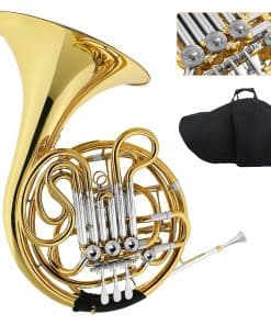 Trompa Doble F/Sib 4 llaves, Trompa lacada en oro, incluye