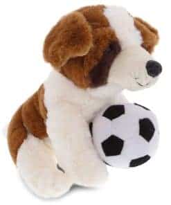 DolliBu Peluche de Perro San Bernardo Marrón con Pelota de