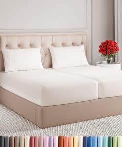 Juego de Sábanas de Tamaño Split King de 5 -Blanco Antiguo