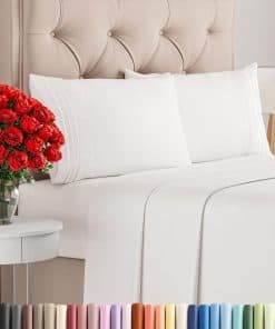 Juego de sábanas Twin XL de 4 piezas - Cómodas, -Blanco anti