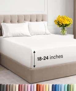 Juego de sábanas extra profundo para cama -Blanco antiguo