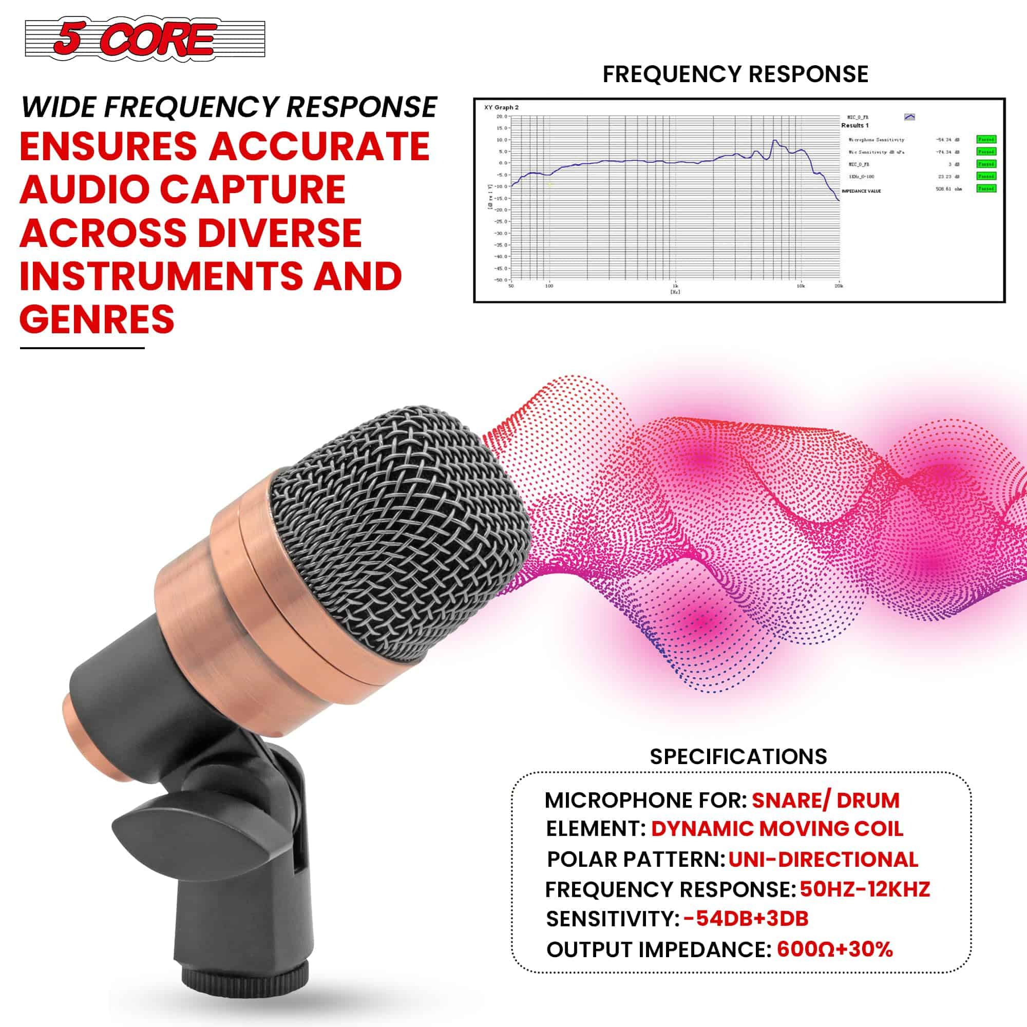 Micrófono de Snare 5 CORE en acabado de cobre con cable XLR - Imagen 3