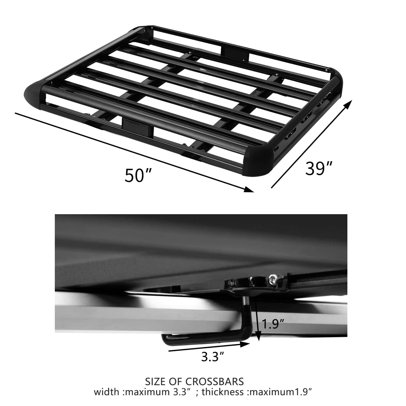 YHAAVALE 50" Canasta de Carga para Techo de Acero, Canasta - Imagen 6
