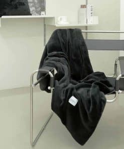 Manta de Felpa Reversible Ultra Suave y Cálida -Negro Oscuro