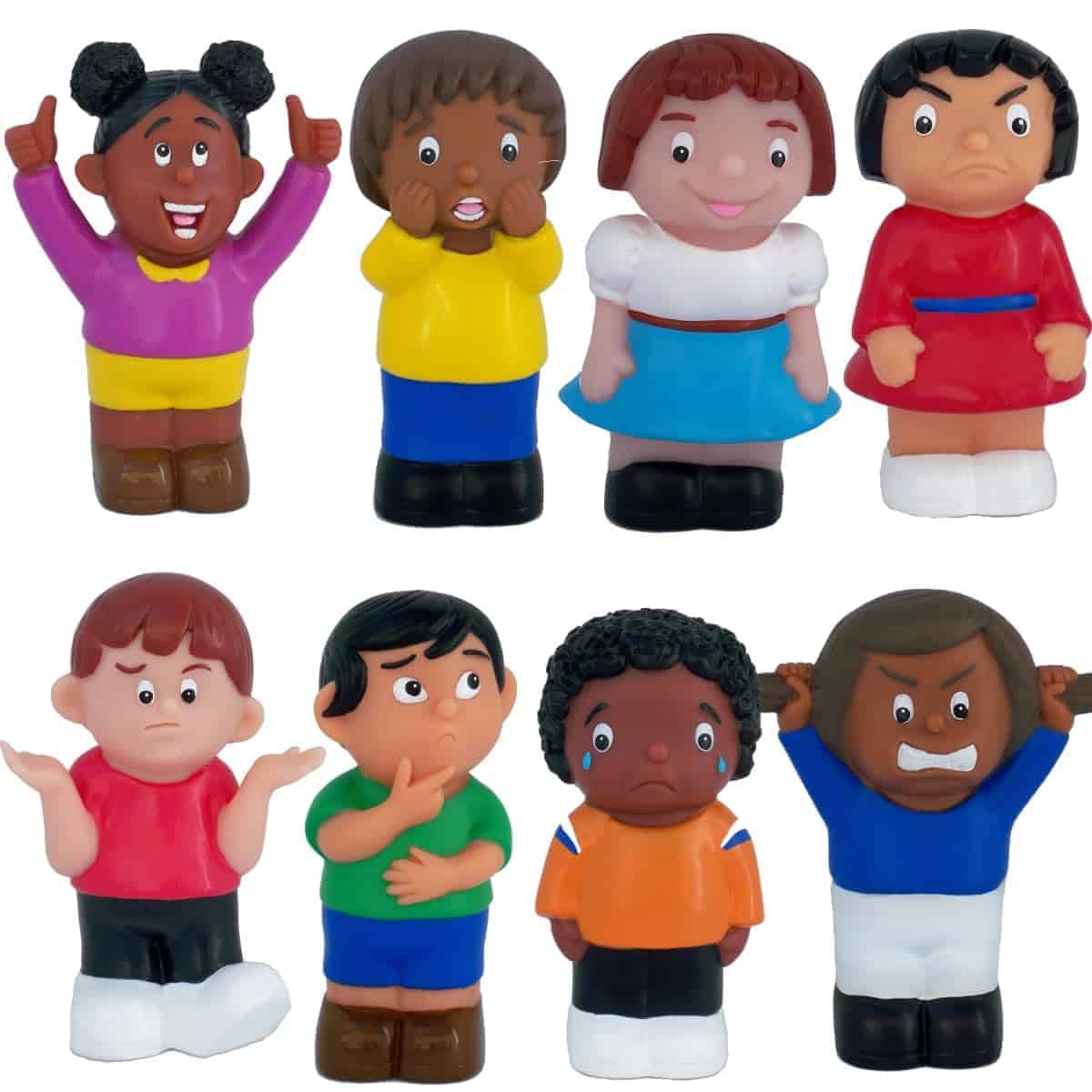 Set de 8 Figuras Multiculturales de Emociones para Niños