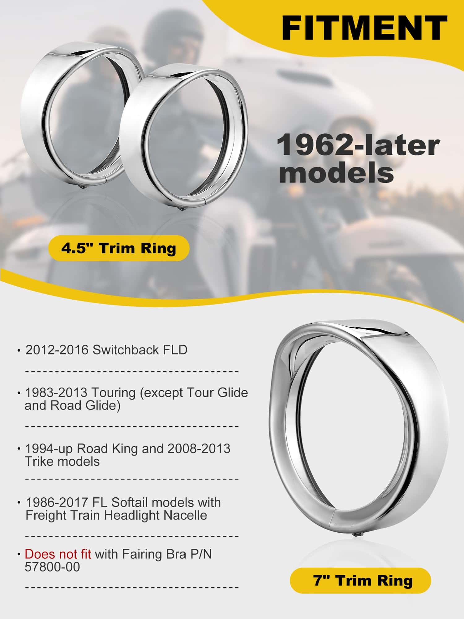 Anillo de Moldura de Faro Estilo Visera Cromada de 7" + - Imagen 3