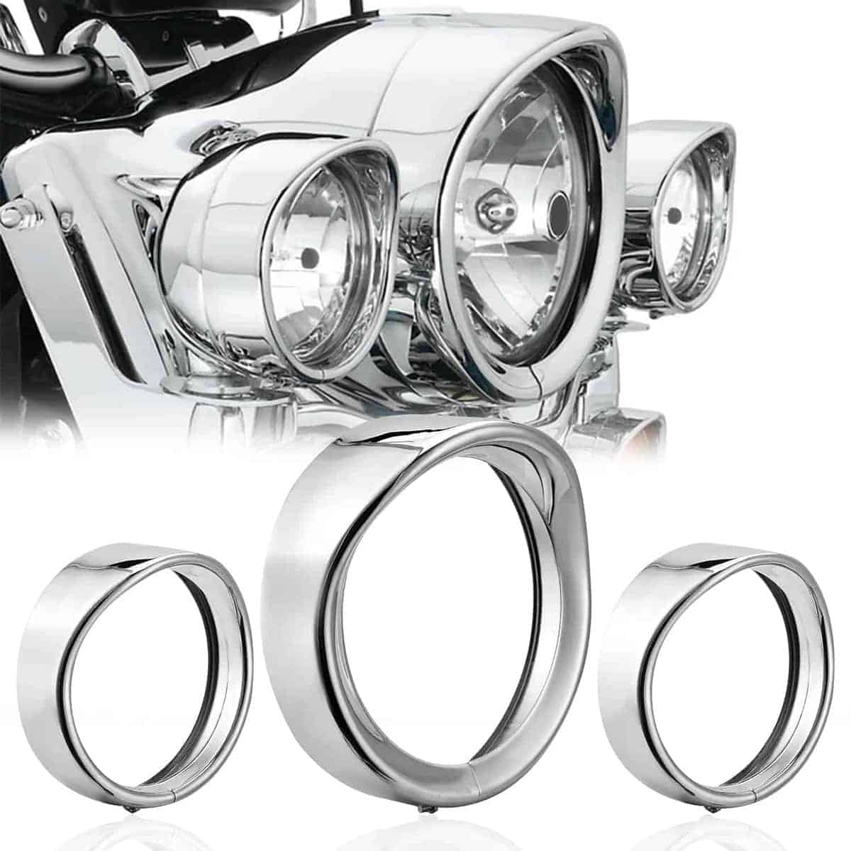 Anillo de Moldura de Faro Estilo Visera Cromada de 7" +