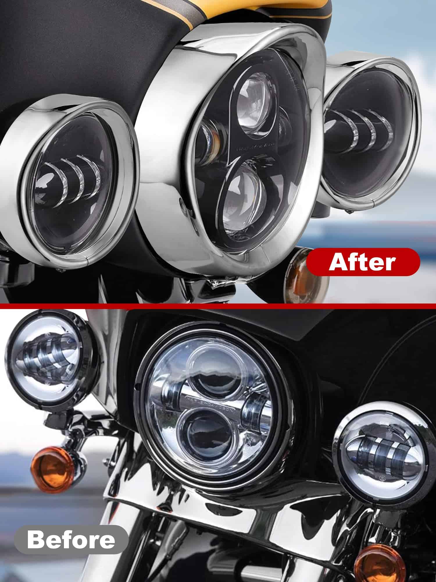 Anillo de Moldura de Faro Estilo Visera Cromada de 7" + - Imagen 5