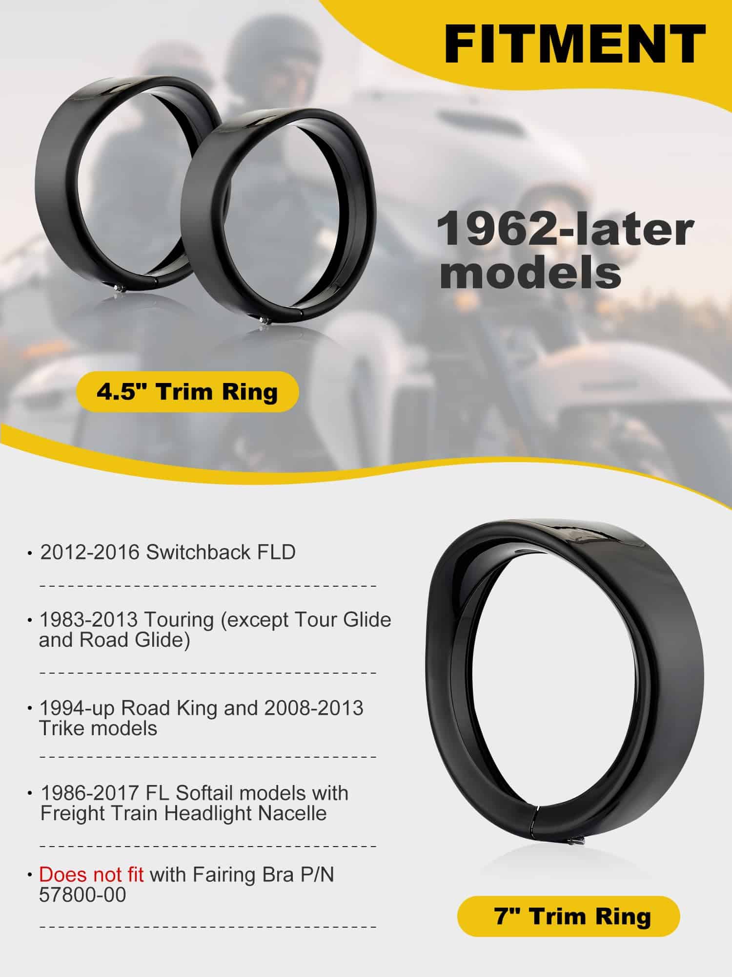 AILMOTO 7" Visera del anillo de guarnición del faro + 4.5" - Imagen 3