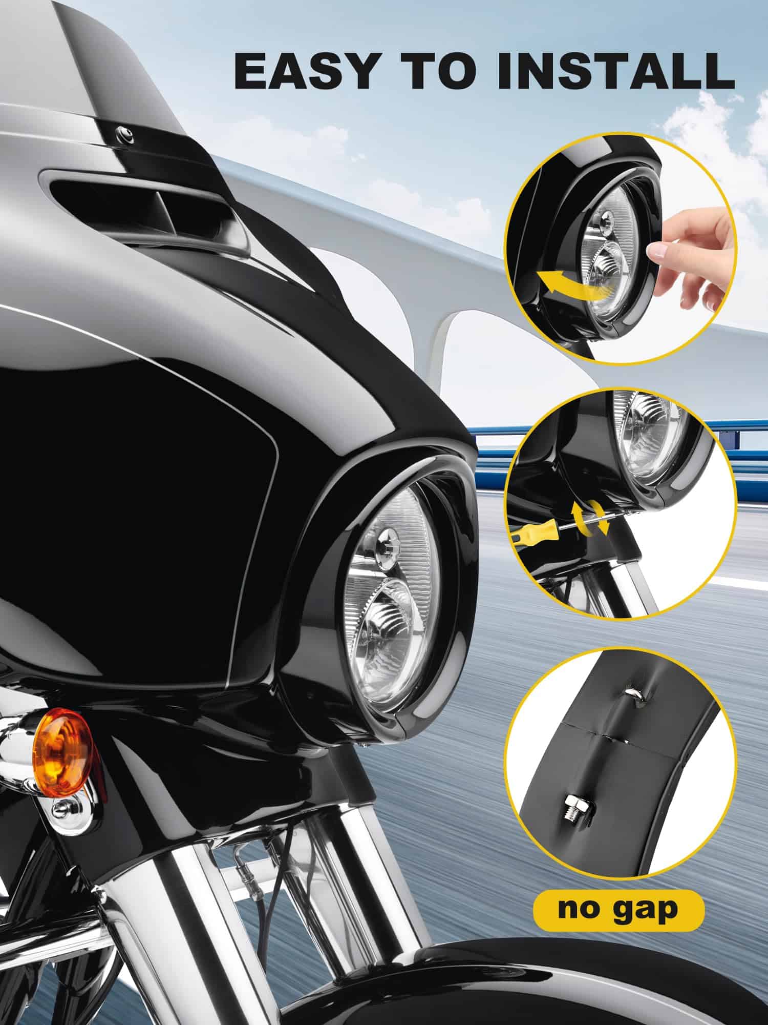 AILMOTO 7" Visera del anillo de guarnición del faro + 4.5" - Imagen 4