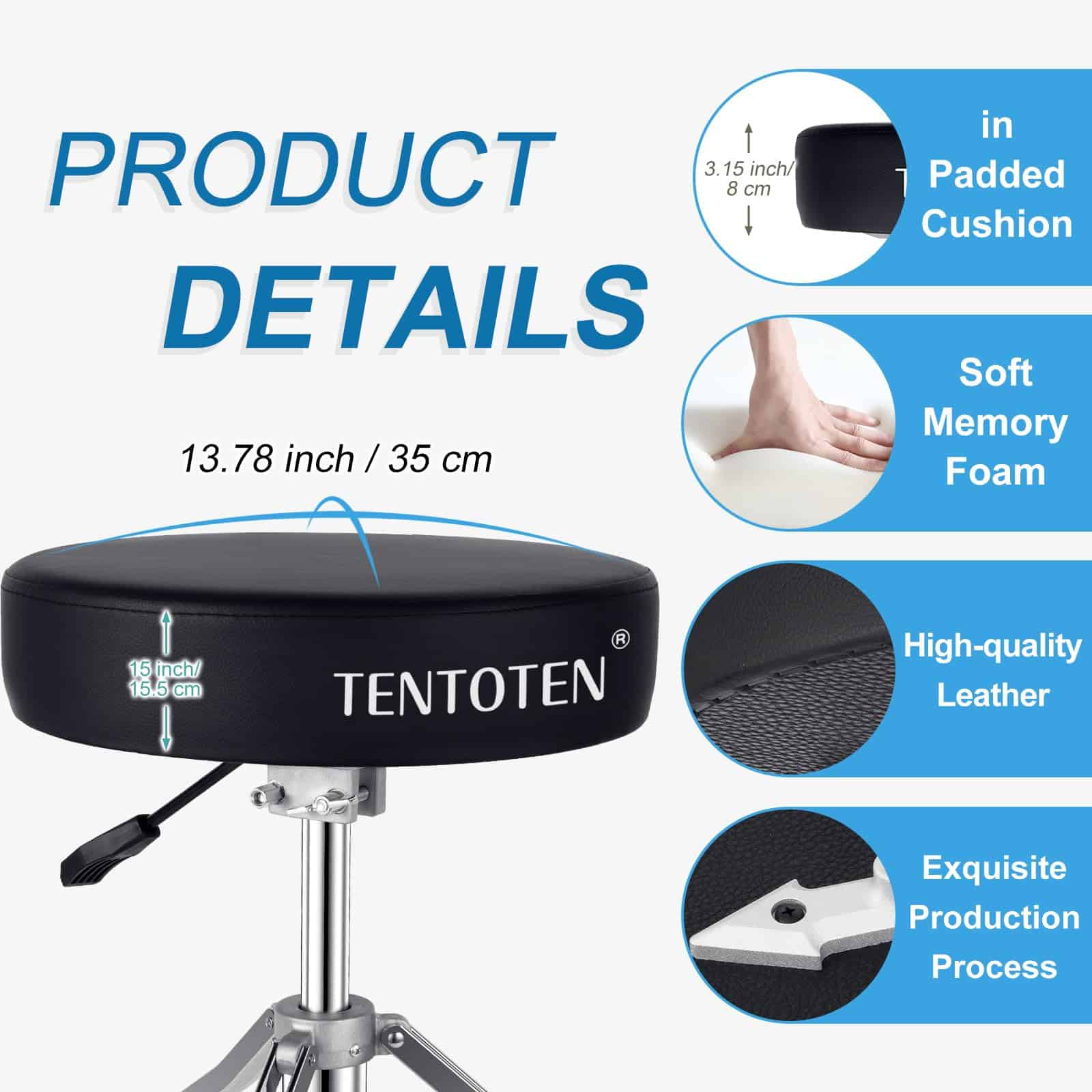 Banqueta de Batería Ajustable TENTOTEN, Asiento de Batería - Imagen 5