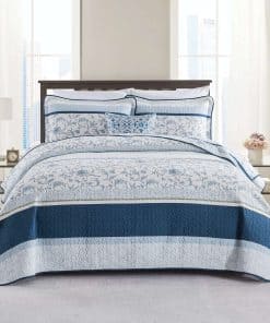 Colcha Queen Size a Rayas DDUOXIN - Colcha Reversible Queen
