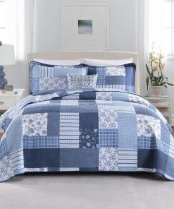 Juego de Edredón a Cuadros DDUOXIN King - -Blue/White