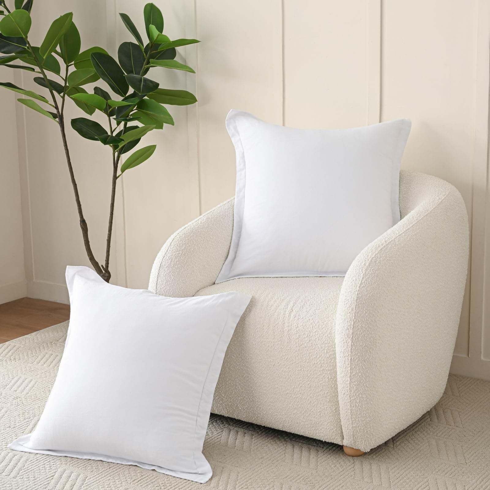 Funda de Almohada Euro de Lino Francés Lavado con Piedra