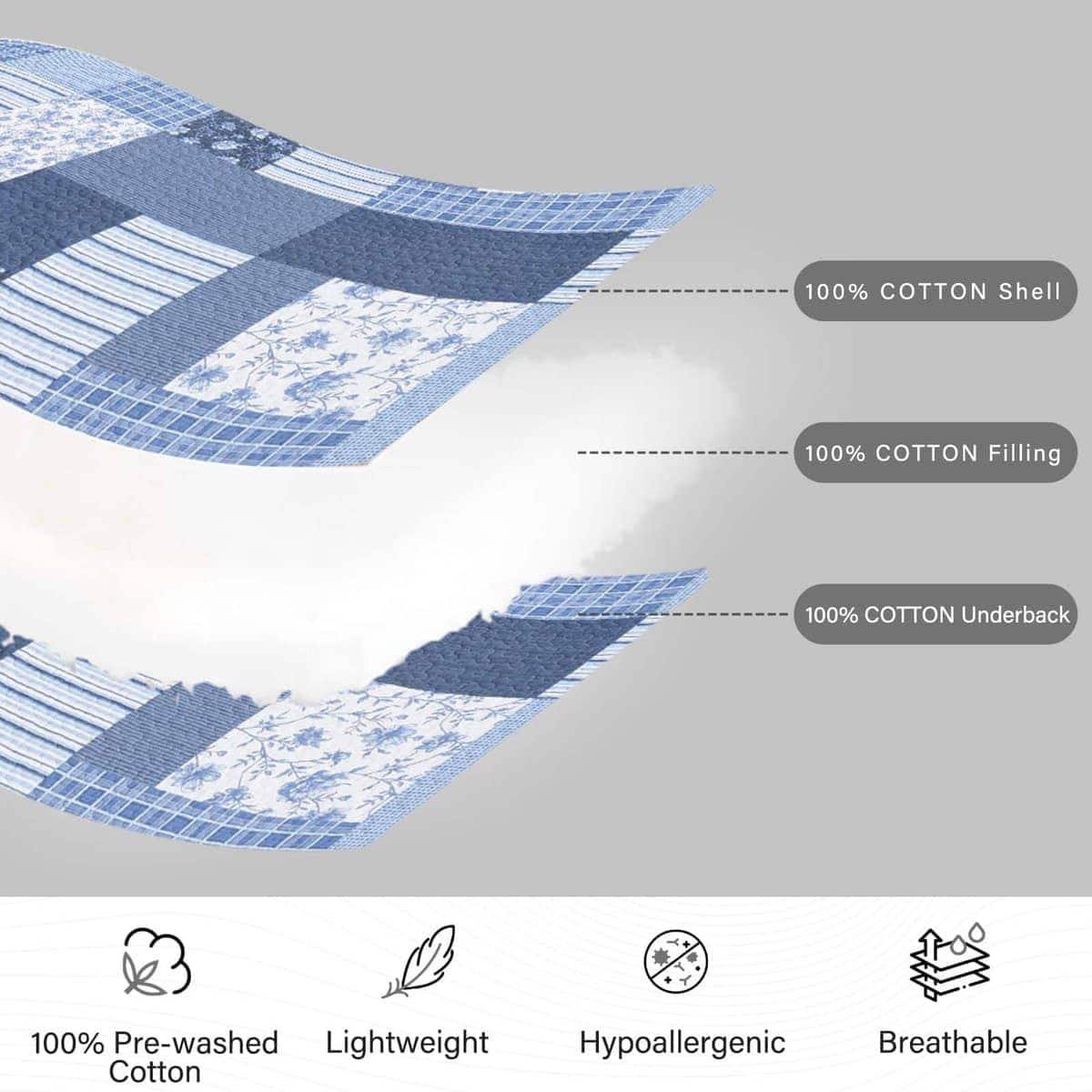 Edredón Queen Size PERHOM - Juego de edredón de algodón - Imagen 5