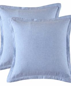 Fundas de Almohada Europeas de Lino Francés -Azul