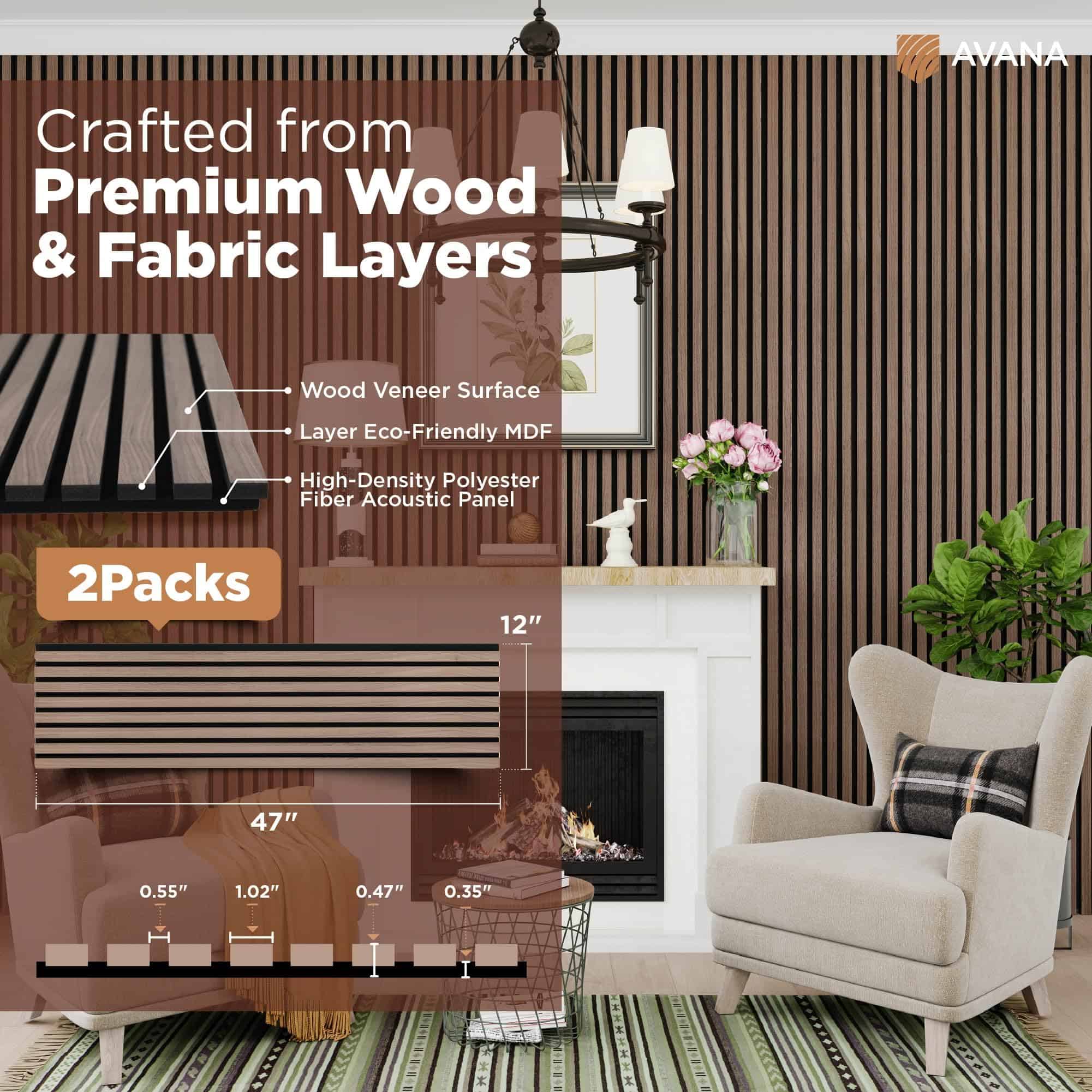 Paneles de Pared Acústicos de Madera Avana - 47.2 X 12.6 - Imagen 5