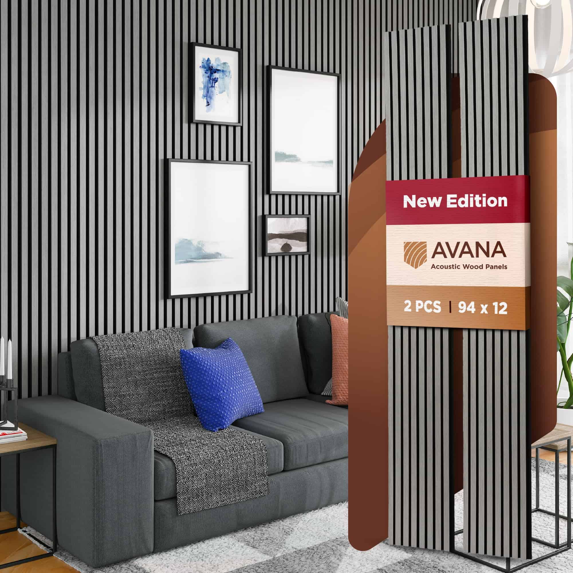 Paneles de Pared Acústicos de Madera Avana - 94.4 x 12.6