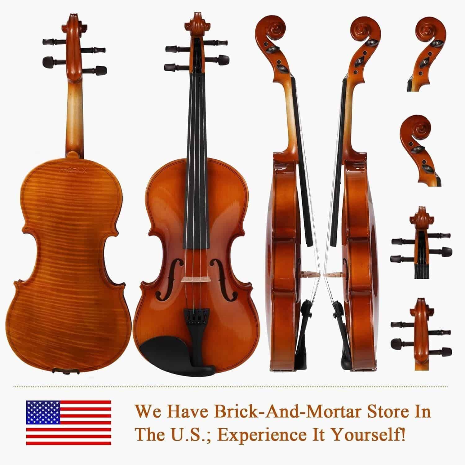 Kit de violín PHOENIX 4/4 de tamaño completo, juego de - Imagen 3