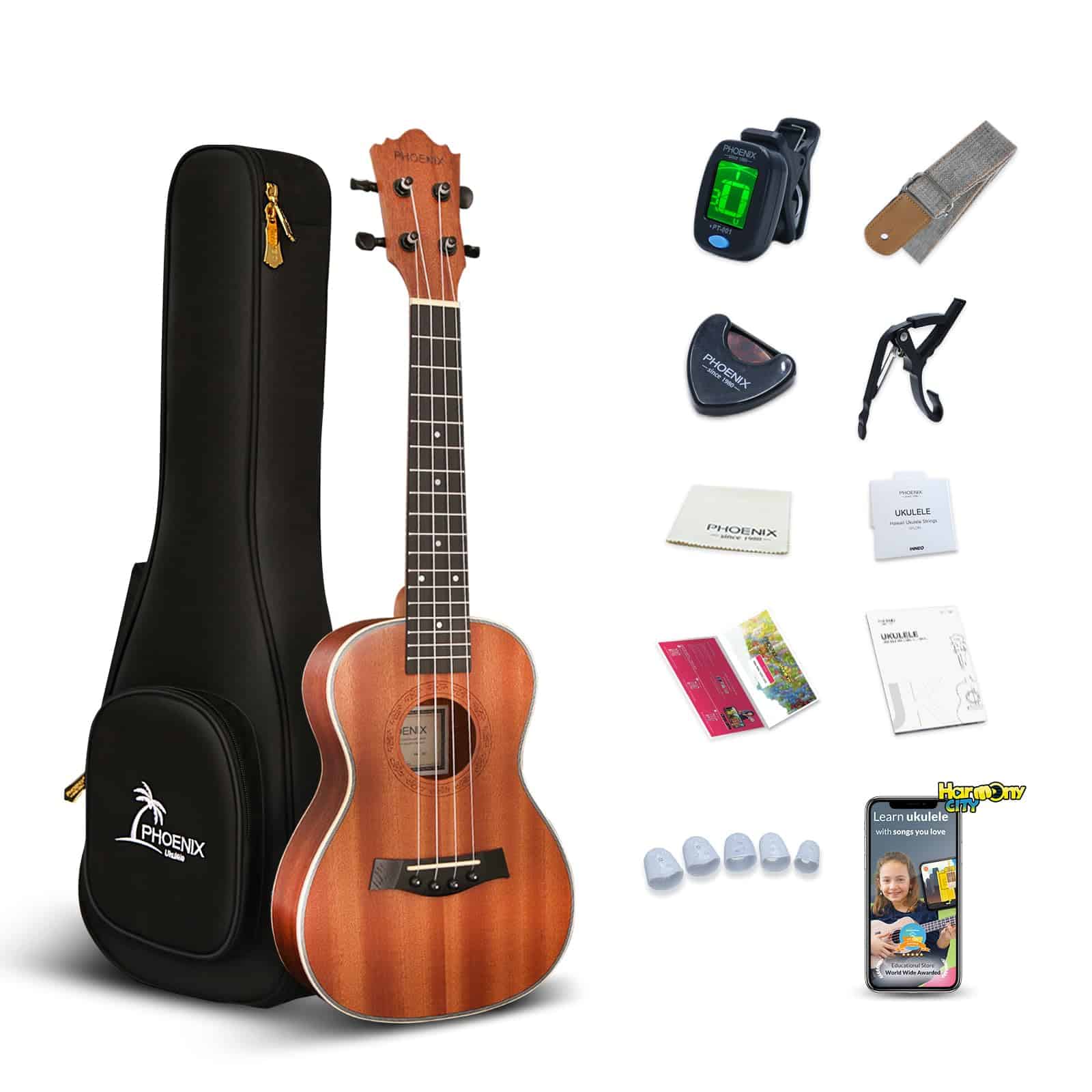 Kit de Ukelele PHOENIX de Concierto de 23 Pulgadas para