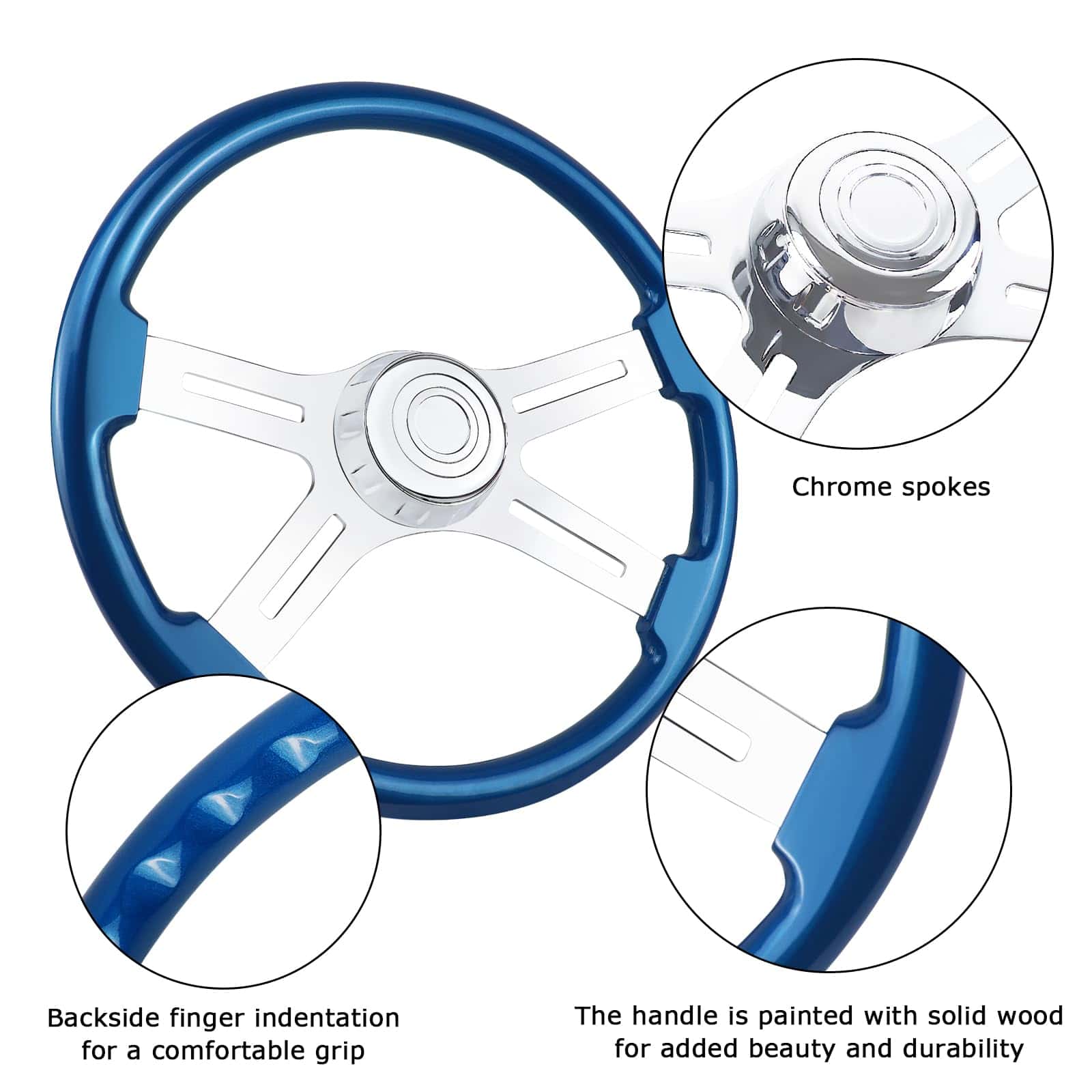 Volante de Camión de Madera Maciza de 18" Lacado 4 Radios - Imagen 4