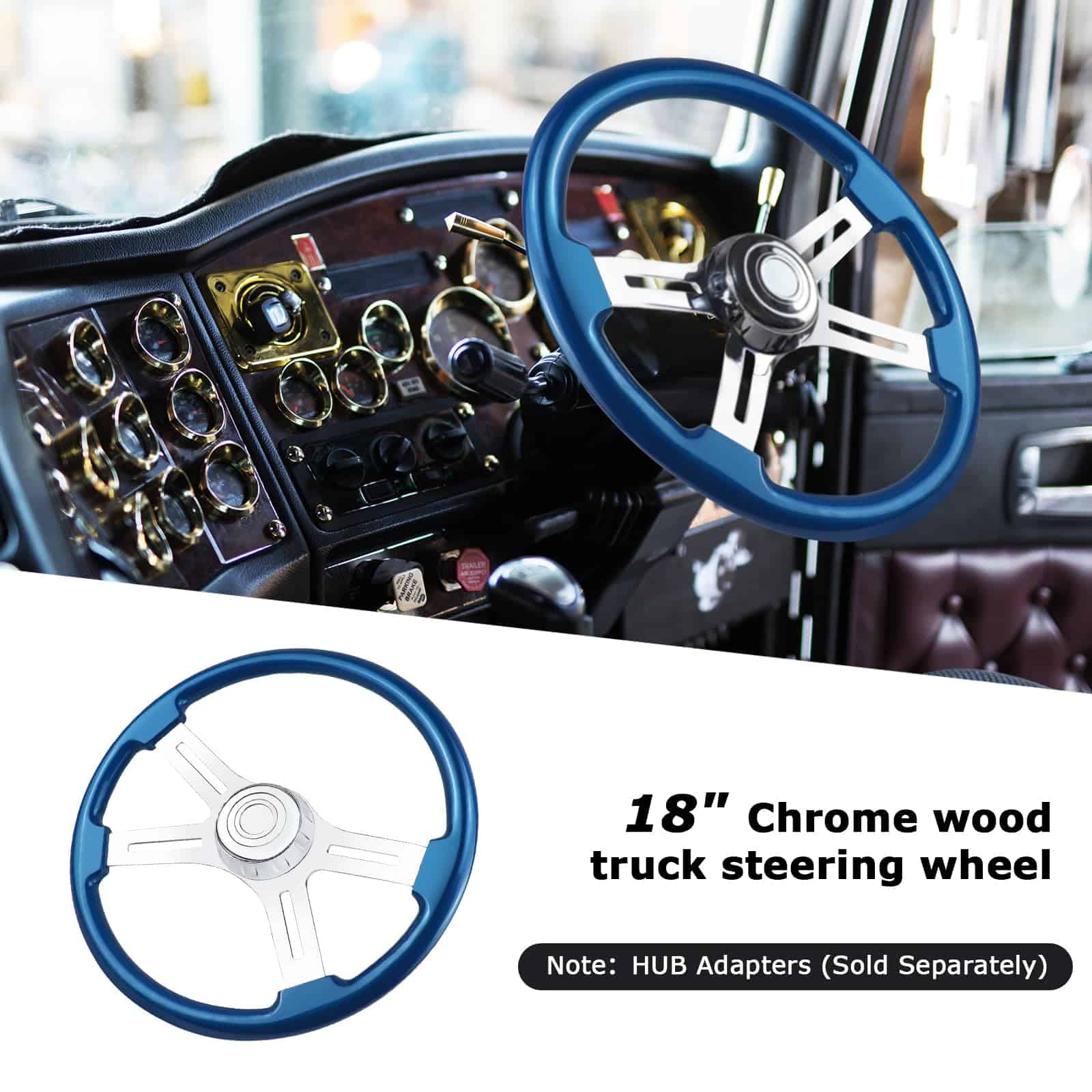 Volante de Camión de Madera Maciza de 18" Lacado 4 Radios - Imagen 5