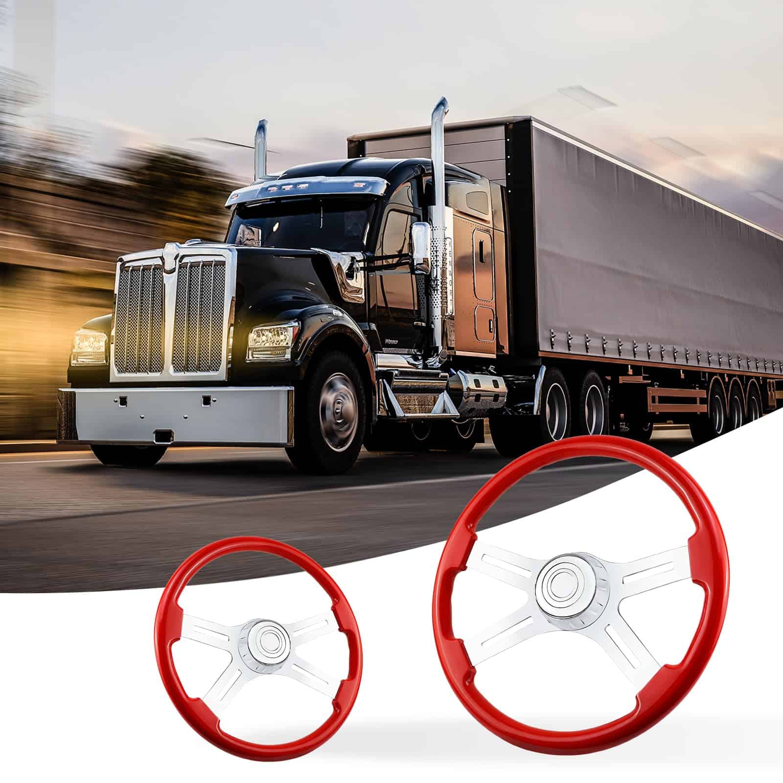 Volante de dirección de madera maciza de 18" lacado camión - Imagen 7