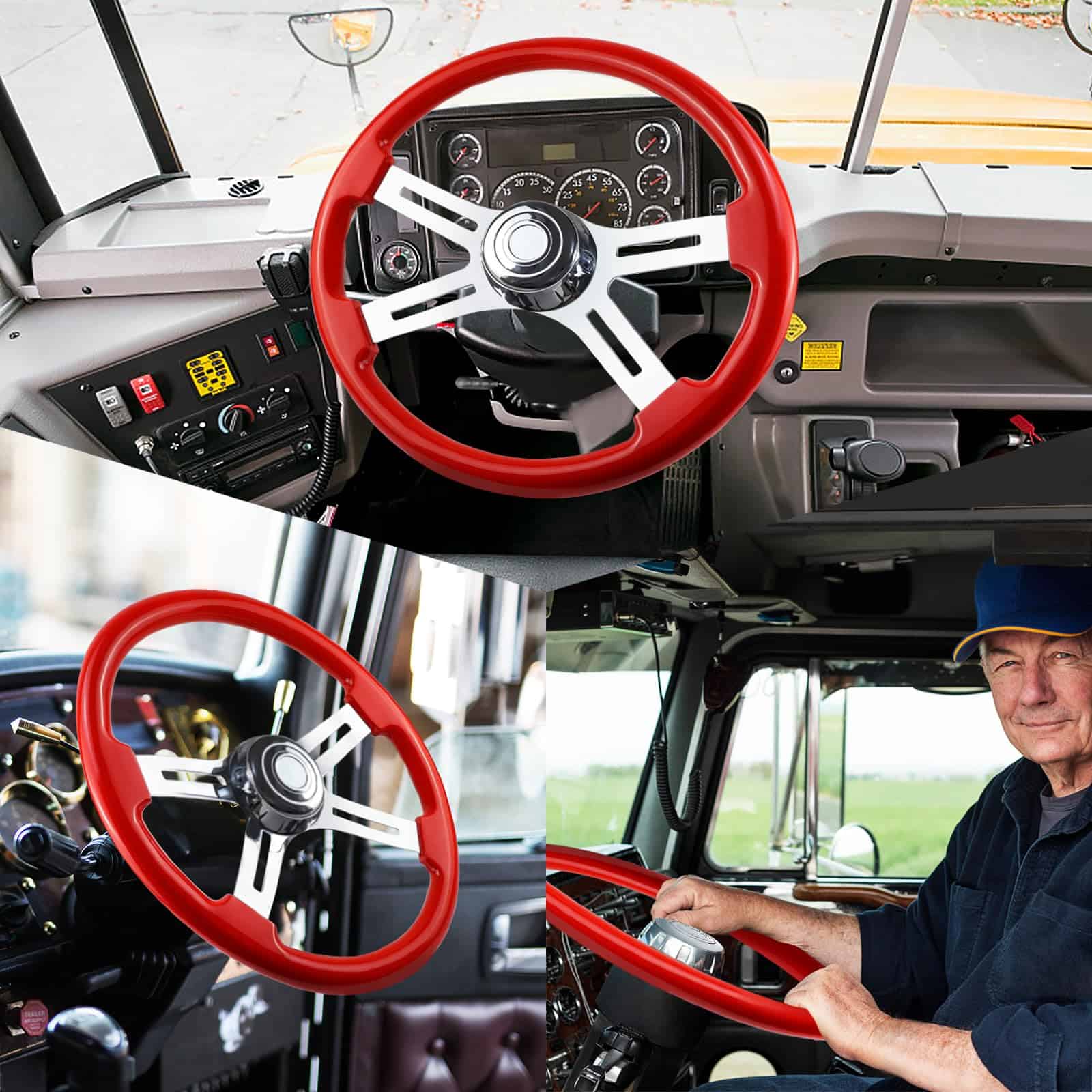 Volante de dirección de madera maciza de 18" lacado camión - Imagen 6