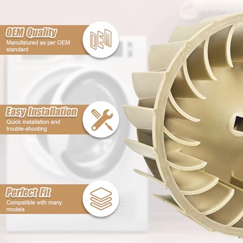 Rueda sopladora de secadora WP697772 697772 Actualizada - Imagen 8