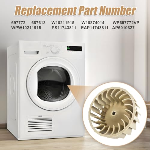 Rueda sopladora de secadora WP697772 697772 Actualizada - Imagen 5