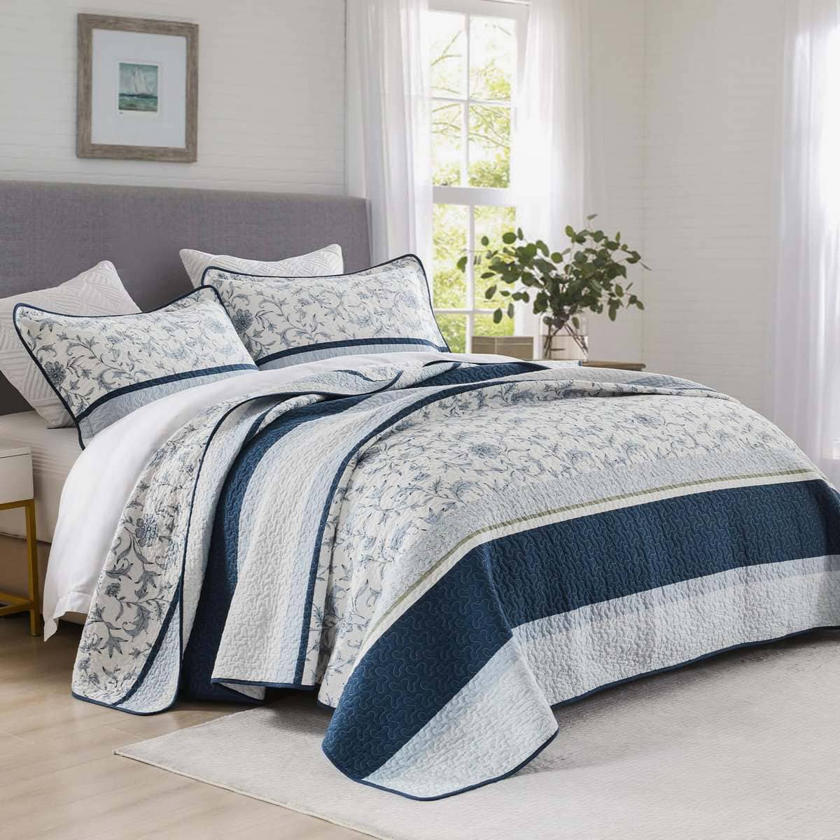 Juego de Edredón Acolchado Specchio Queen Size 100% Algodón