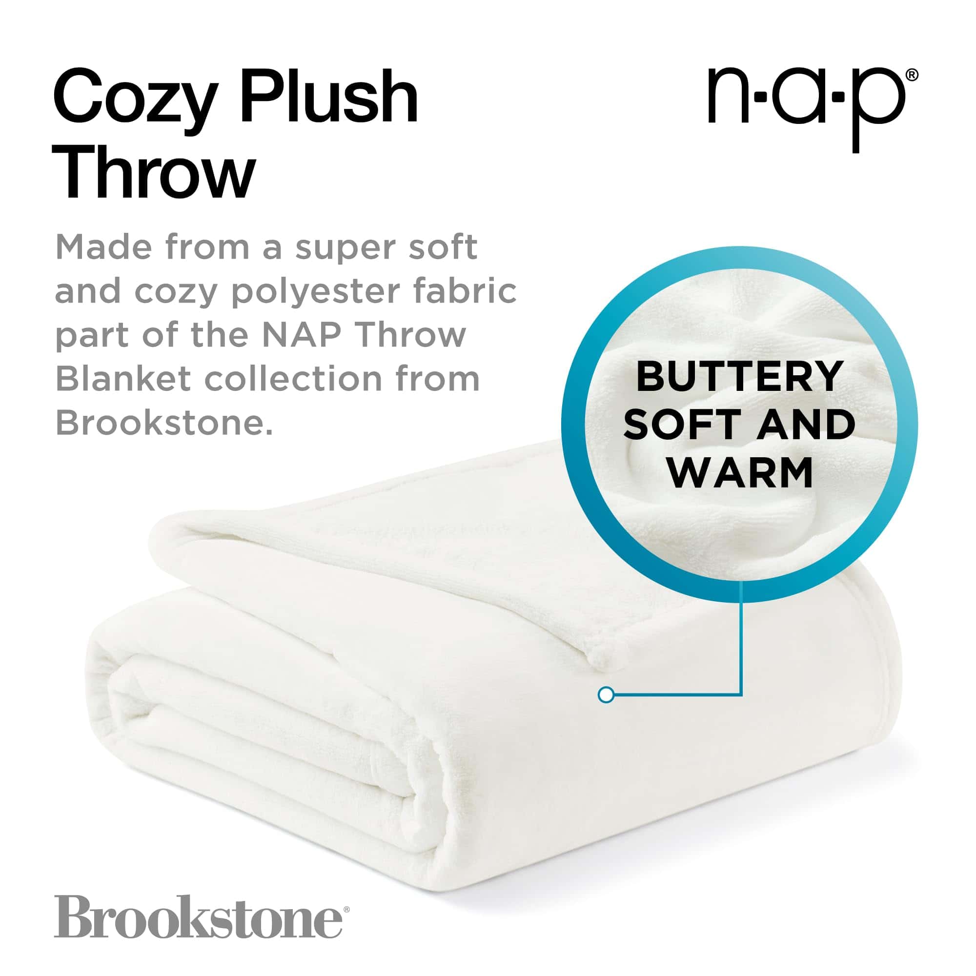Manta de felpa Brookstone Nap para sofá | -Blanco - Imagen 3