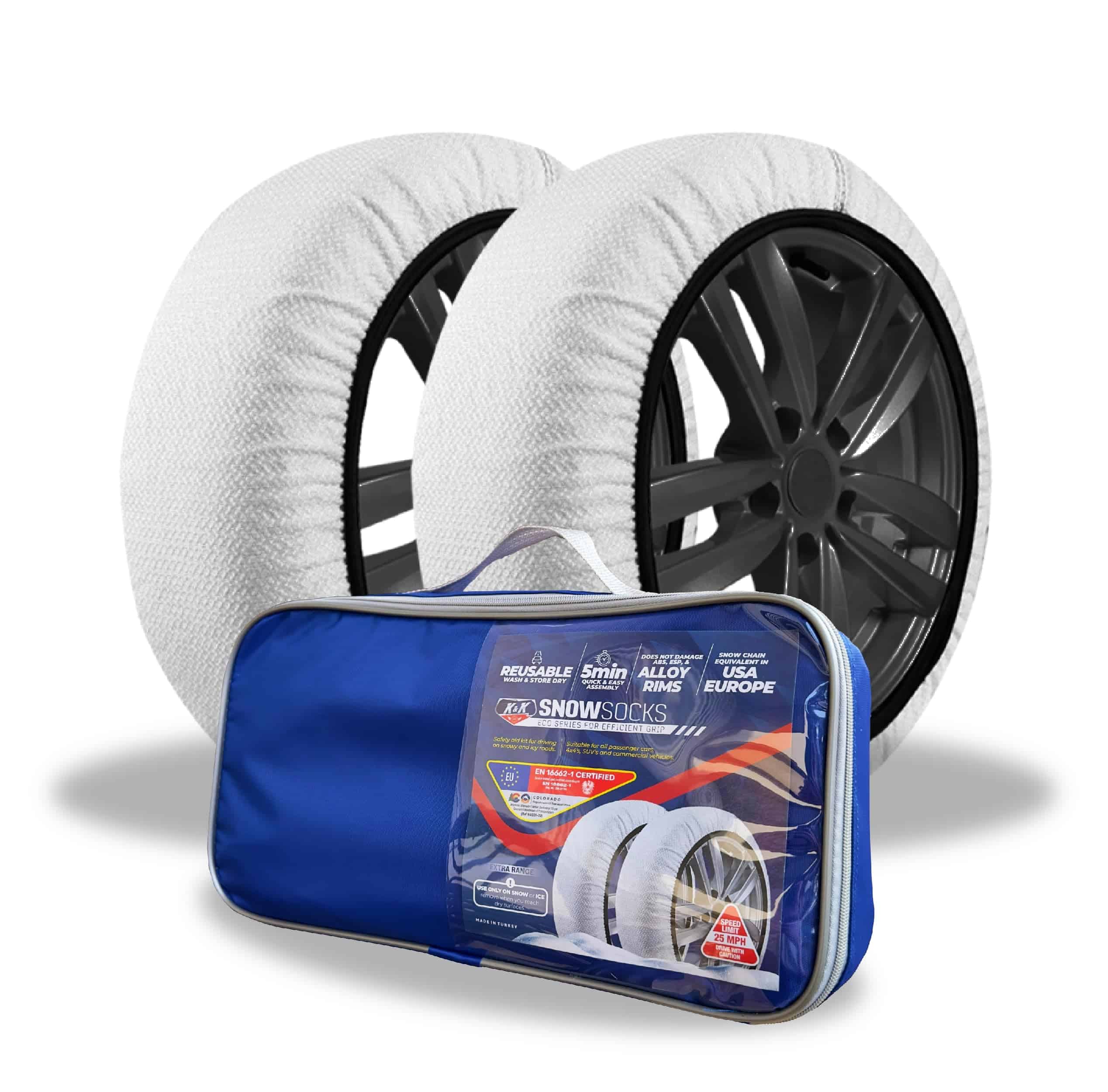 K&K Automotive Snow Socks for Tires - Eco Series for