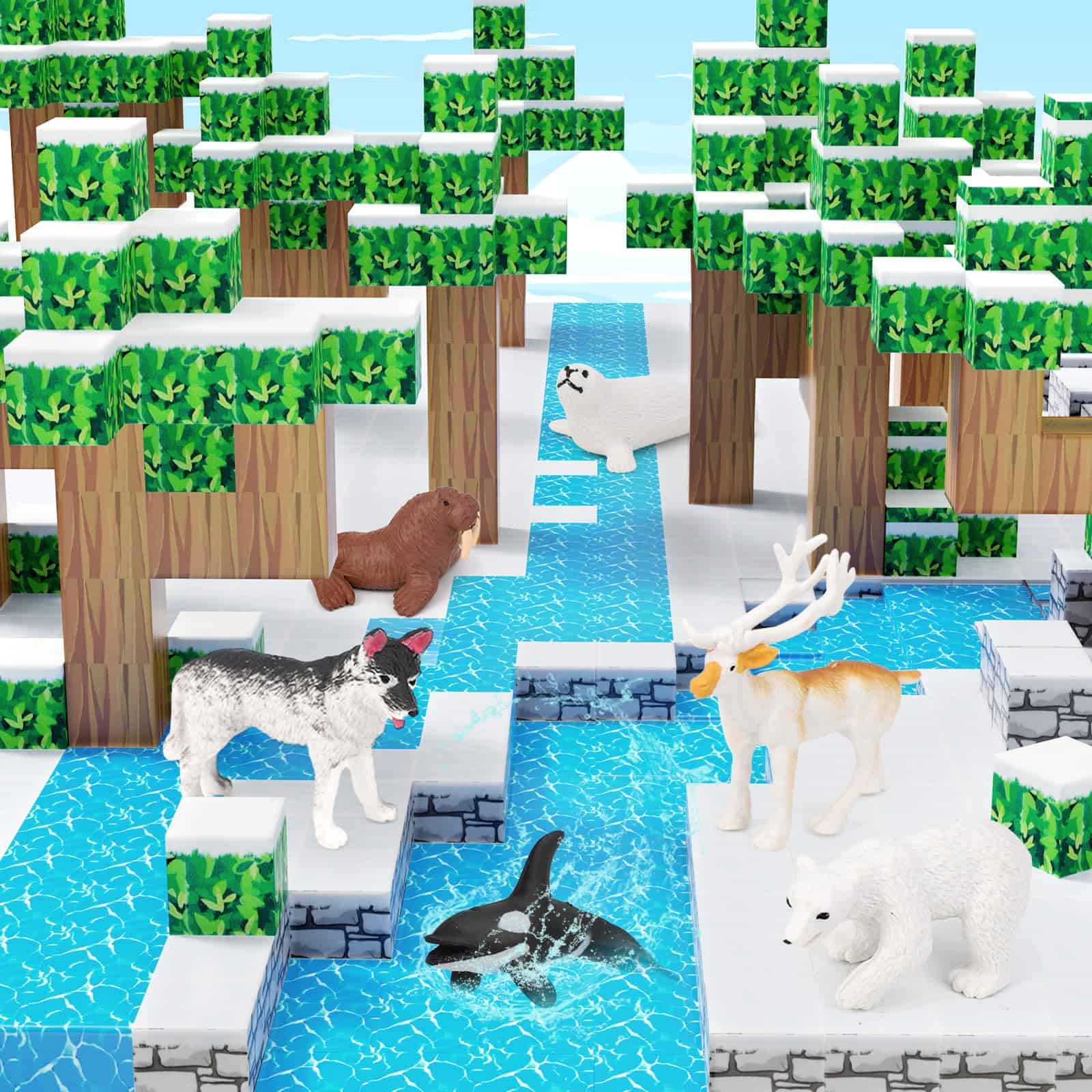 Bloques Magnéticos 110PCS con 6 Juguetes de Animales, - Imagen 5