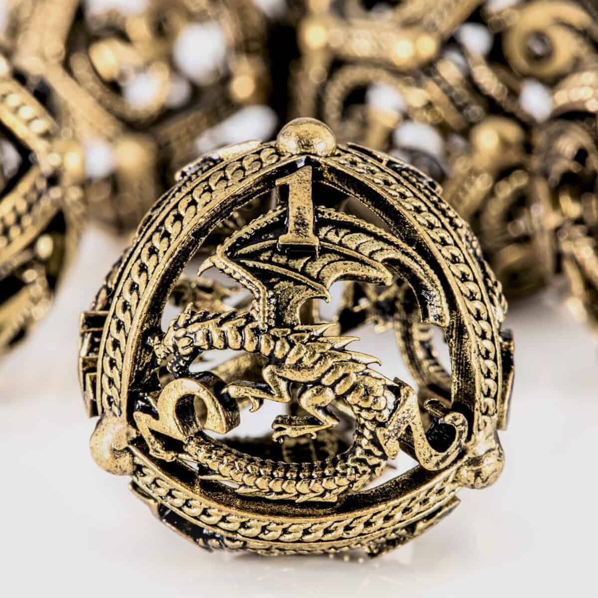 Set de Dados de Metal para DND - Diseño Único -Bronce Antigu