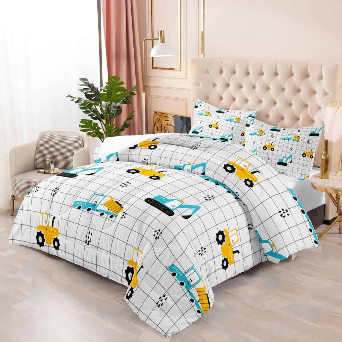 Edredón para niños de sitio de construcción, -Vehículos de c - Imagen 3