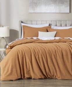 Juego de Funda Nórdica de Algodón Lavado -Caramelo