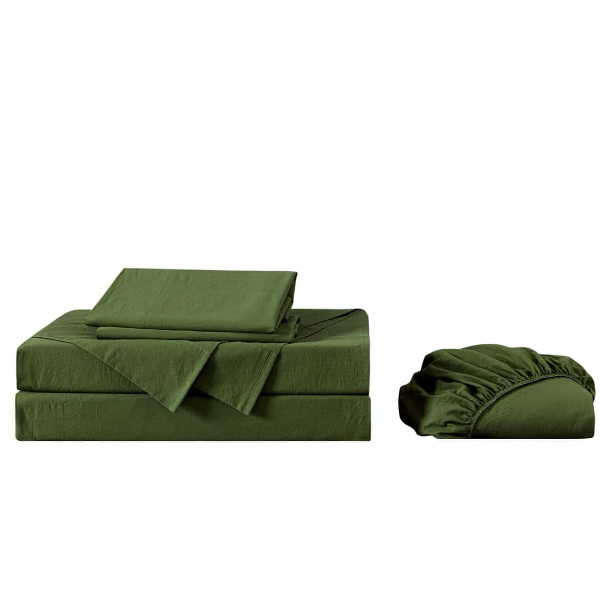 Juego de sábanas sólidas Chezmoi Collection en verde musgo - Imagen 10