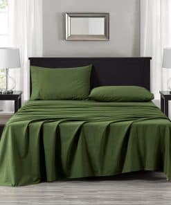Juego de sábanas sólidas Chezmoi Collection en verde musgo