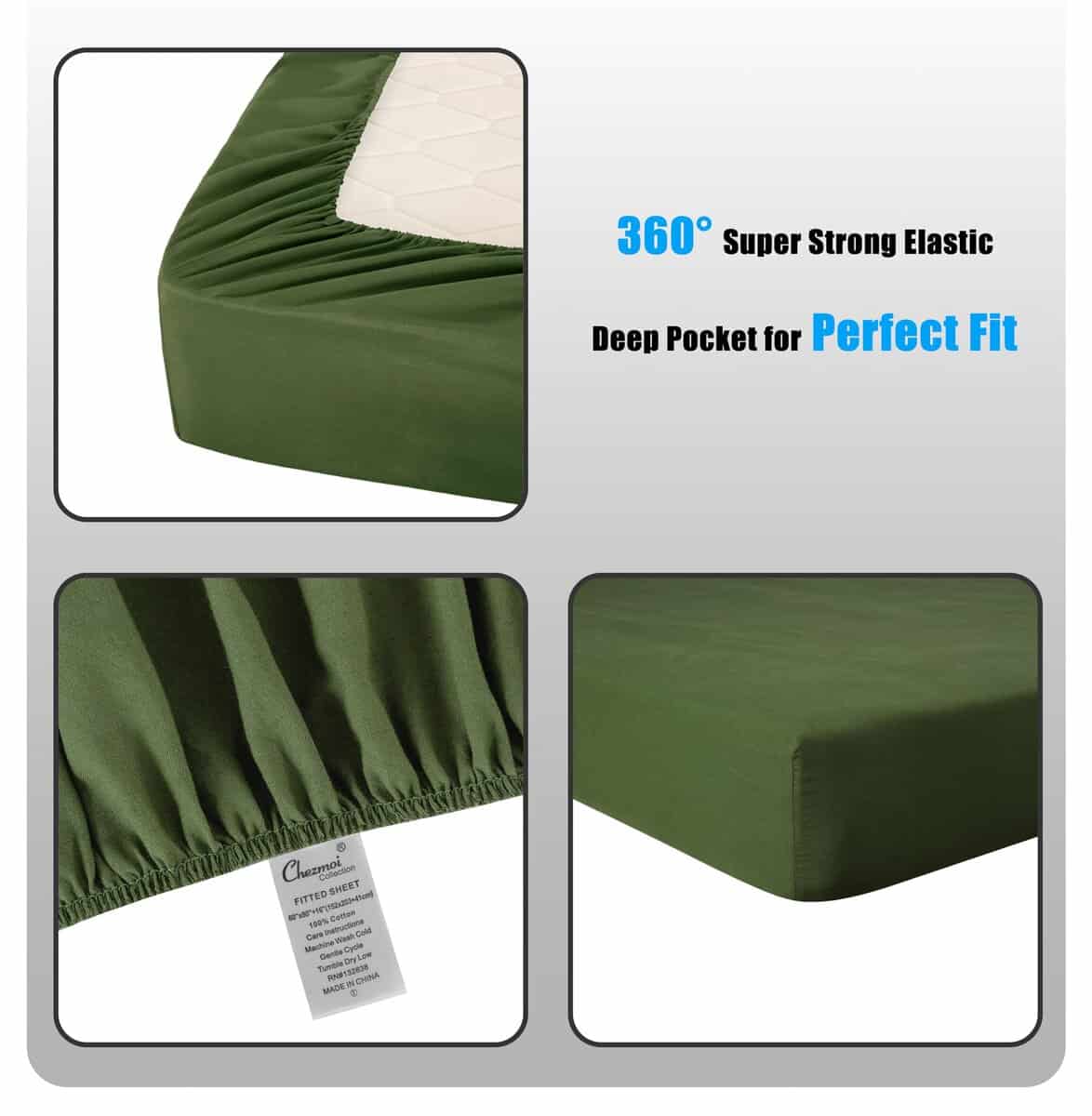 Juego de sábanas sólidas Chezmoi Collection en verde musgo - Imagen 5