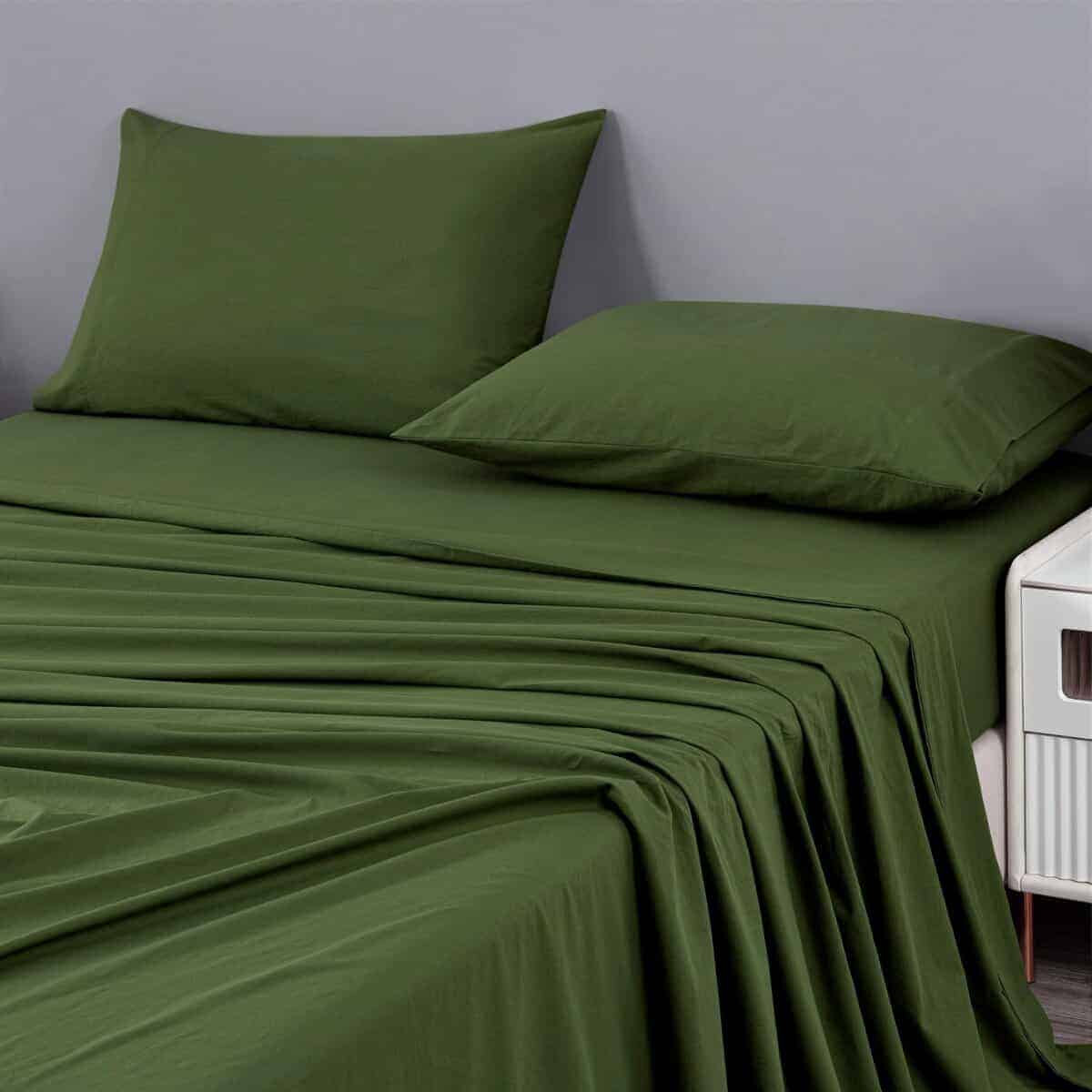 Juego de sábanas sólidas Chezmoi Collection en verde musgo - Imagen 8
