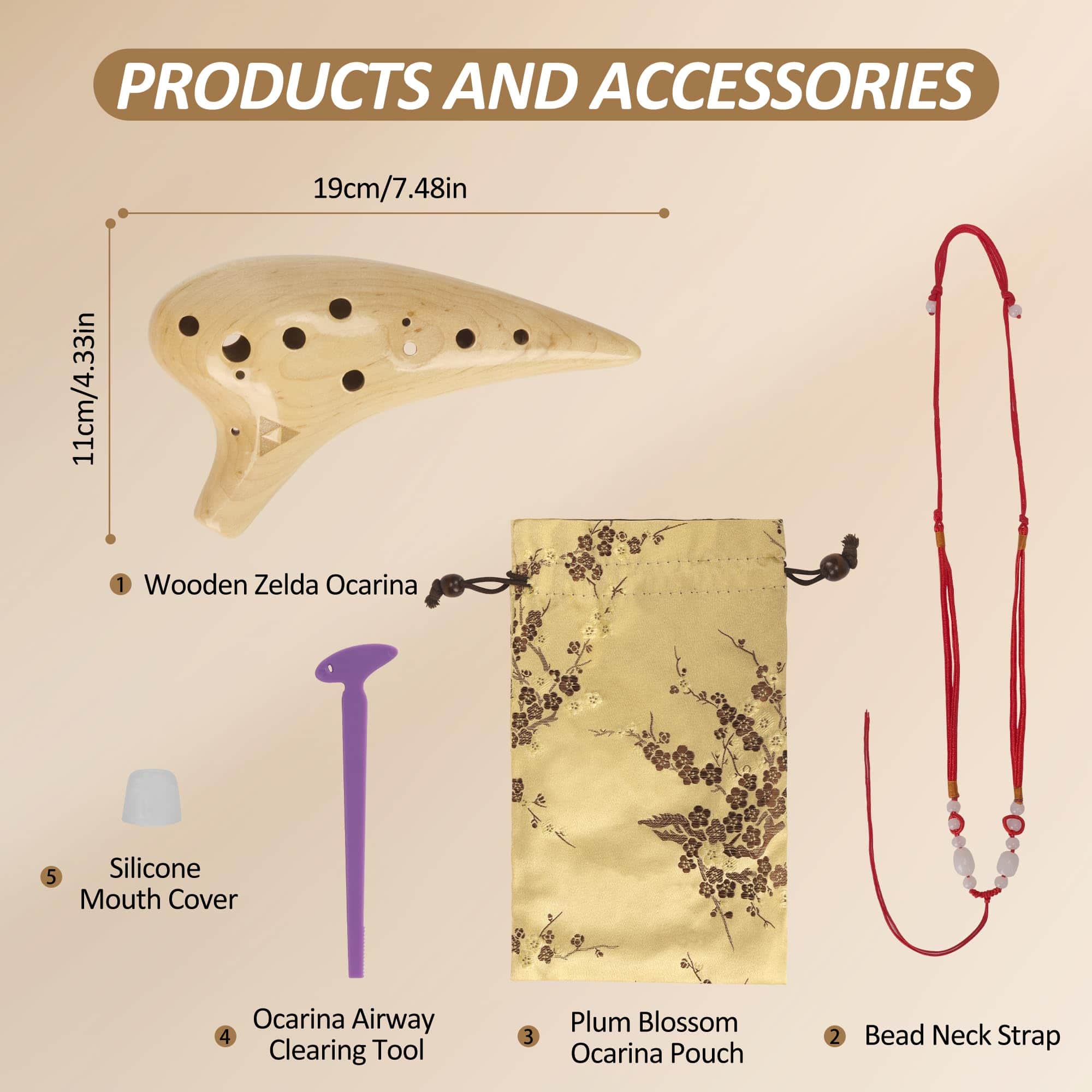 Ocarina de Madera de Arce Alto C de 12 Agujeros, Ocarina - Imagen 3