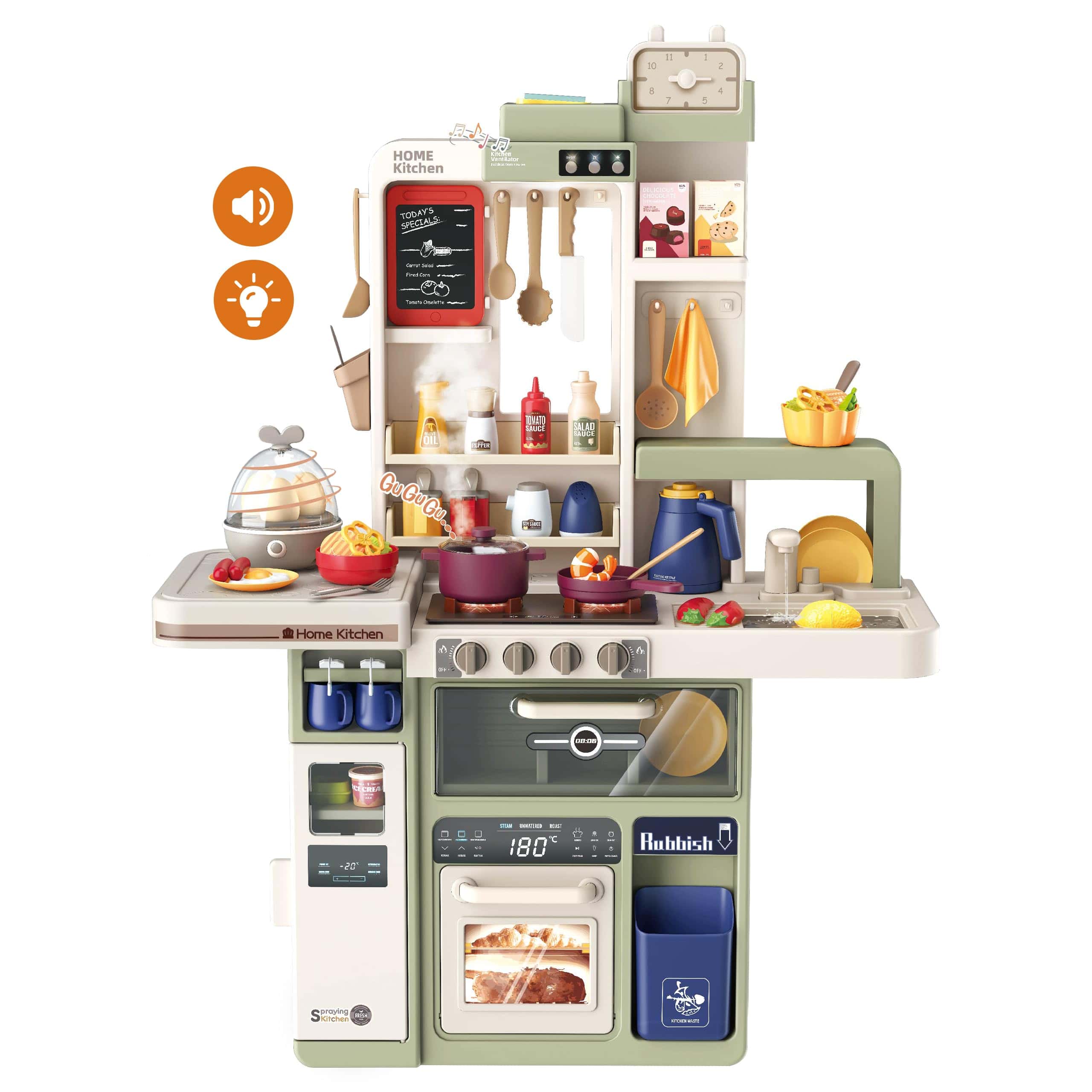 Neatki 72-Piece Kids Kitchen Playset: -Avocado Ash