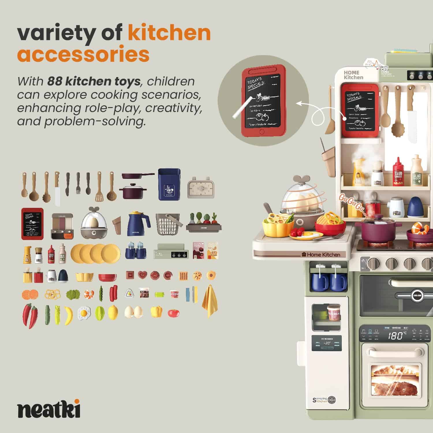 Set de Cocina Neatki de 88 Piezas para -Aguacate Gris 88 - Imagen 5