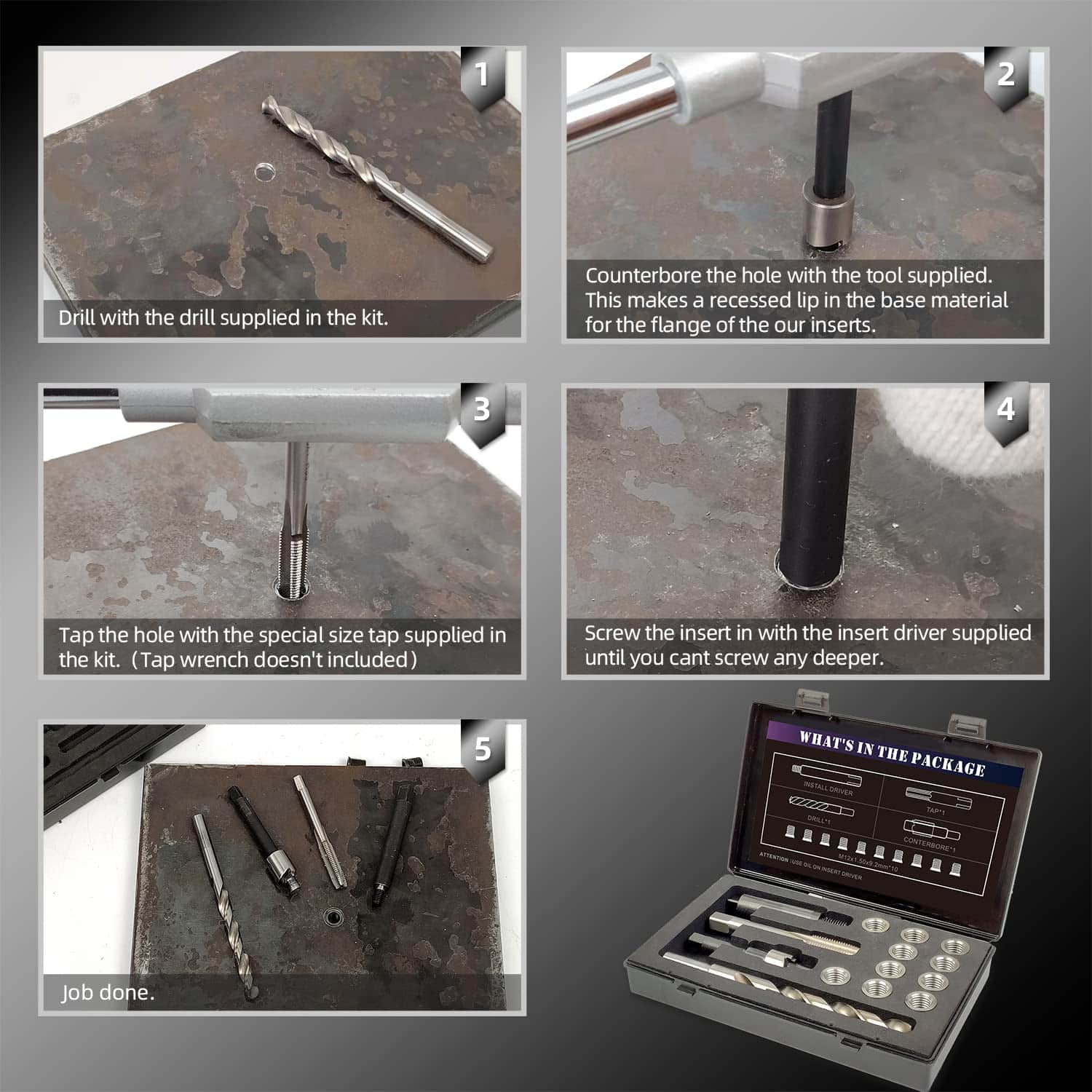 Kit de Reparación de Rosca M12X1.5X9.2MM con Inserto HSS - Imagen 6